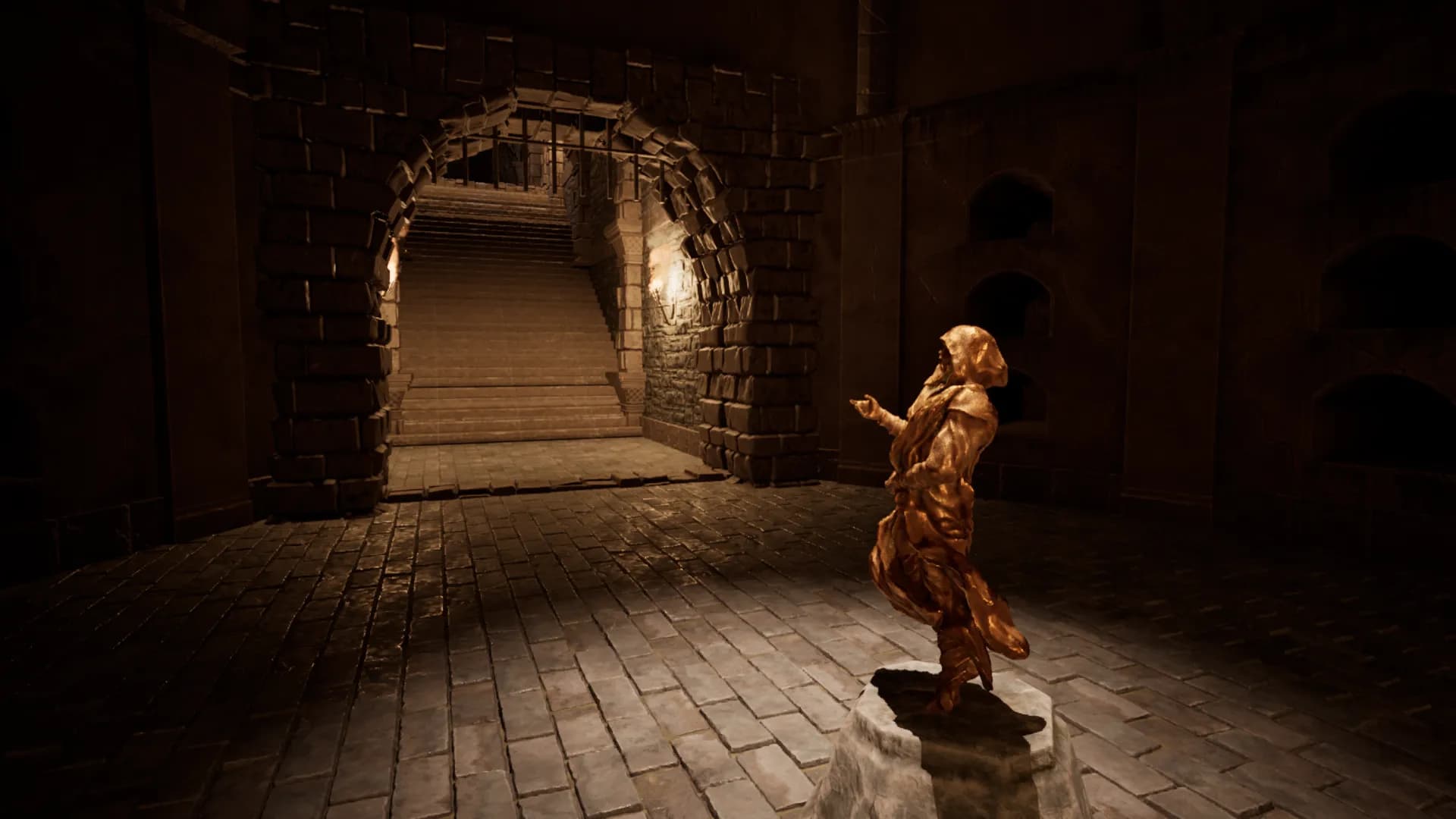 Screenshot 8: Treasure where picking up the statue will trigger the gate to go down, leaving the player unable to get out, unless something else can replace the statue in place