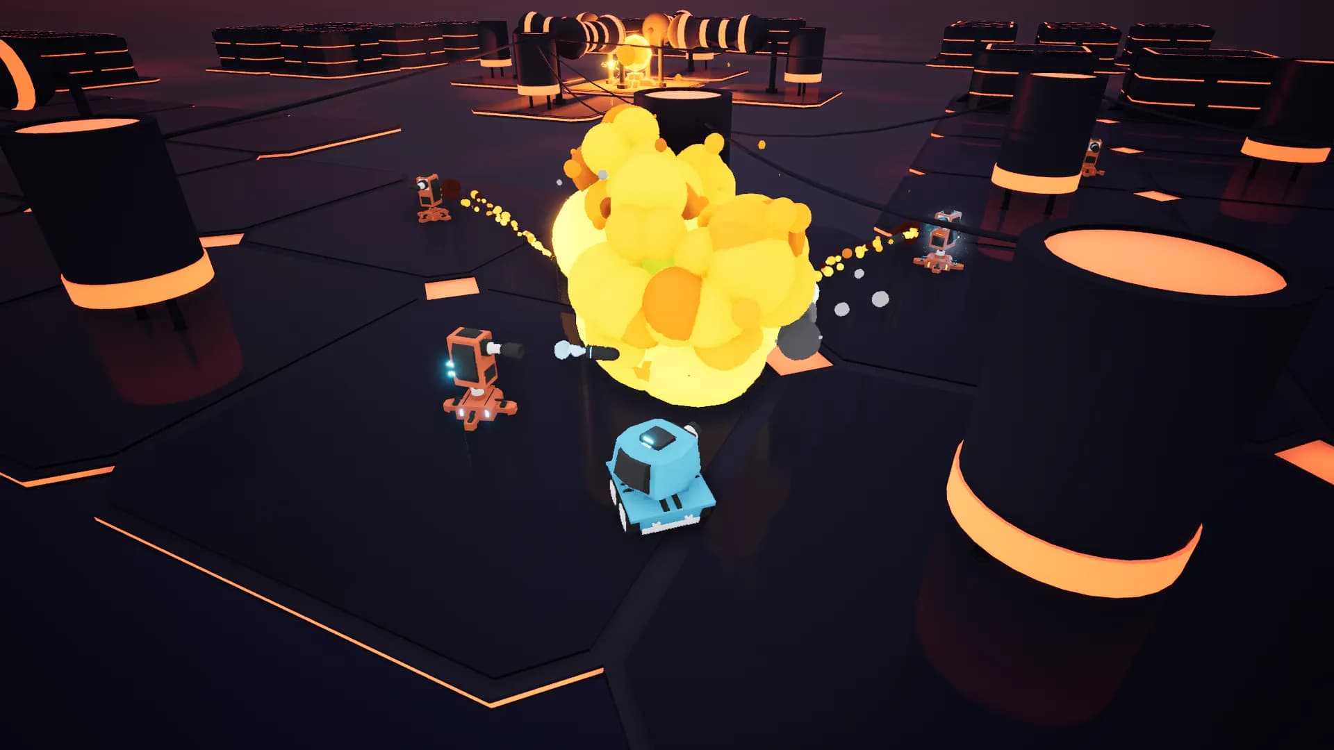Screenshot 2: Tank being launched at with fire projectiles