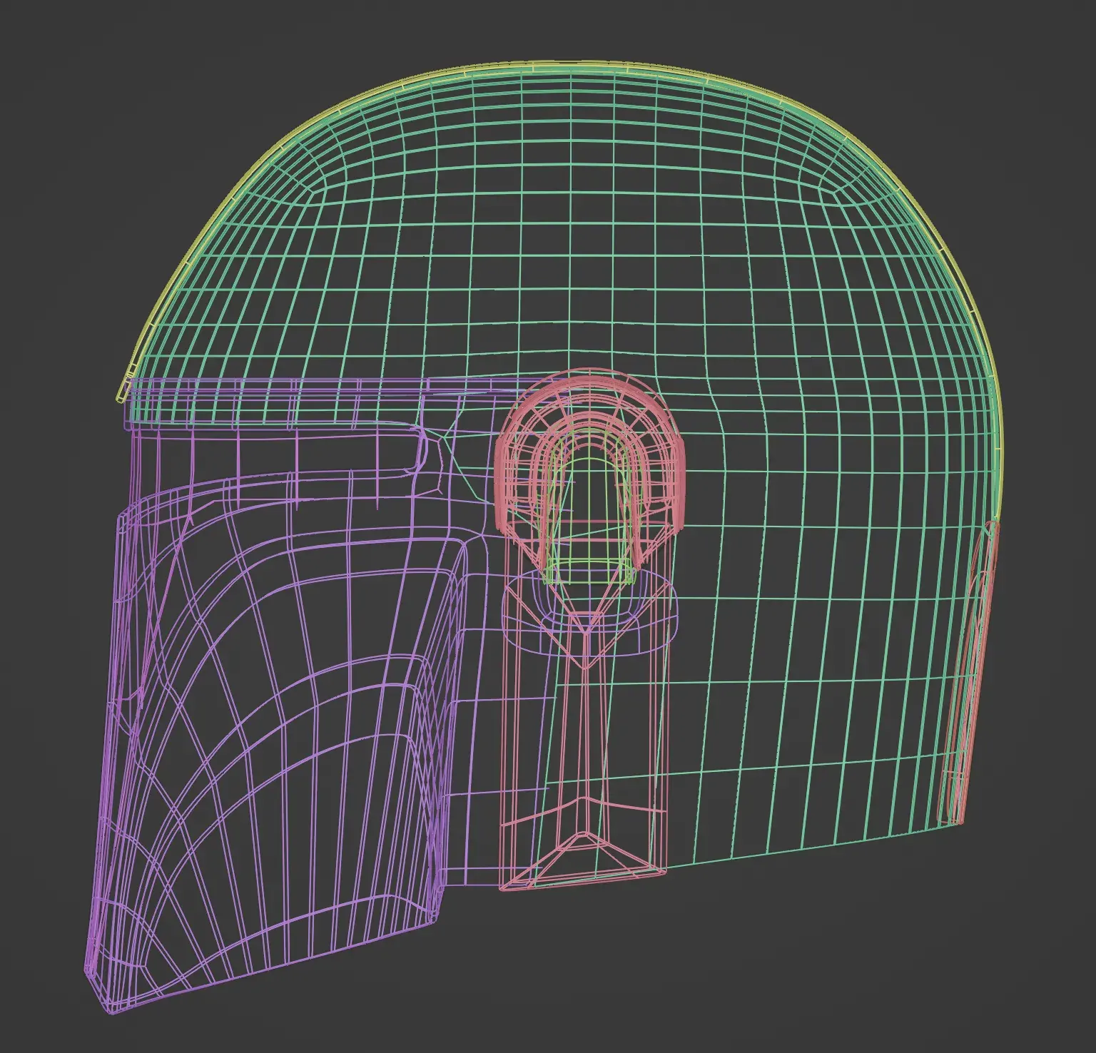 Wireframe of the Mandalorian helmet